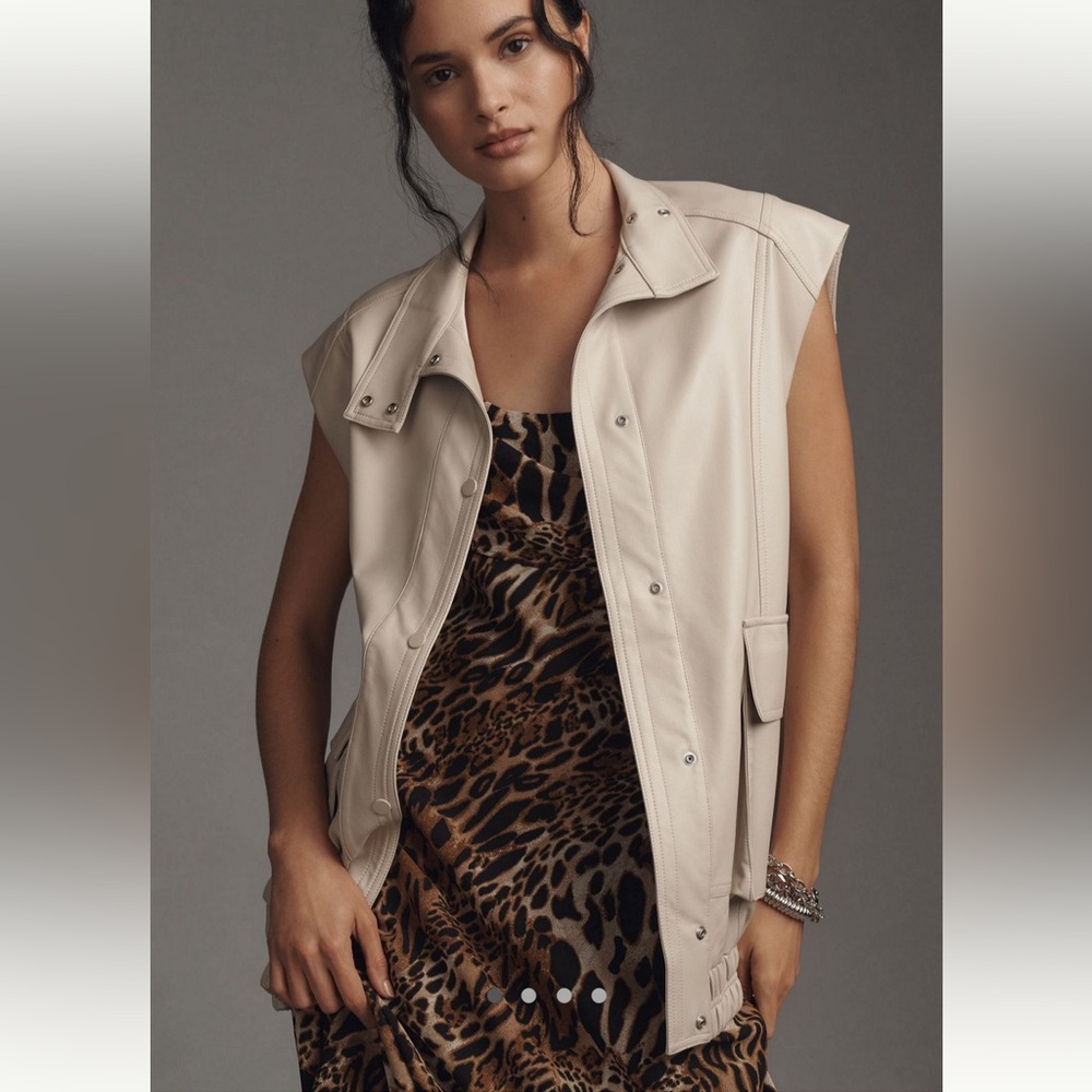 Anthropologie Vegan Leather Oversized Utility Vest, XL